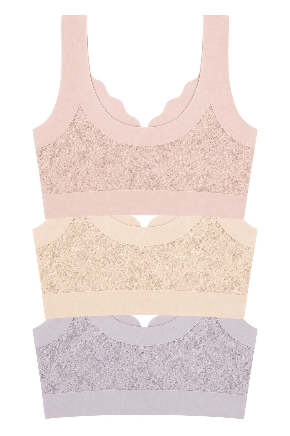 Seamless Bra - Lunessa | Lazer Kesim Dikişsiz Önden Düğmeli Dantelli Minimizer Kadın Sütyen 3lü Paket