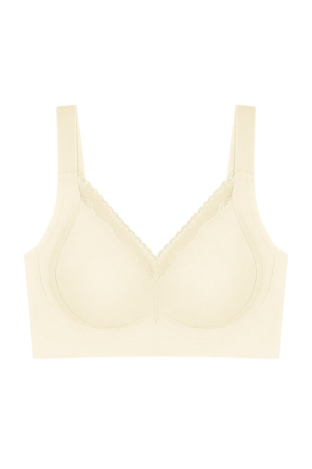 Seamless Bra - Seravia | Krem Lazer Kesim Dantelli Minimizer Kadın Sütyen