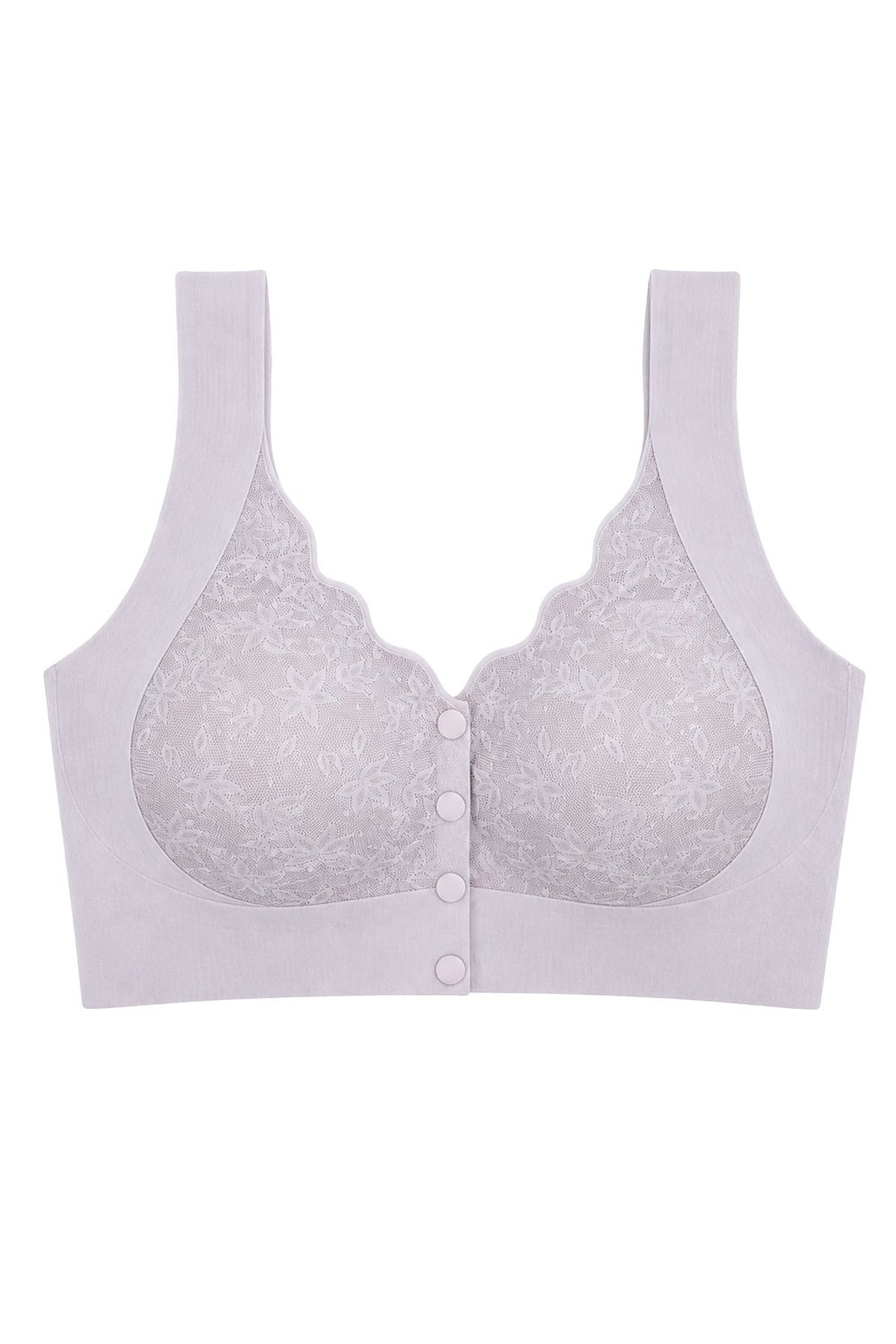 Seamless Bra - Lunessa | Lila Lazer Kesim Dikişsiz Önden Düğmeli Dantelli Minimizer Kadın Sütyen