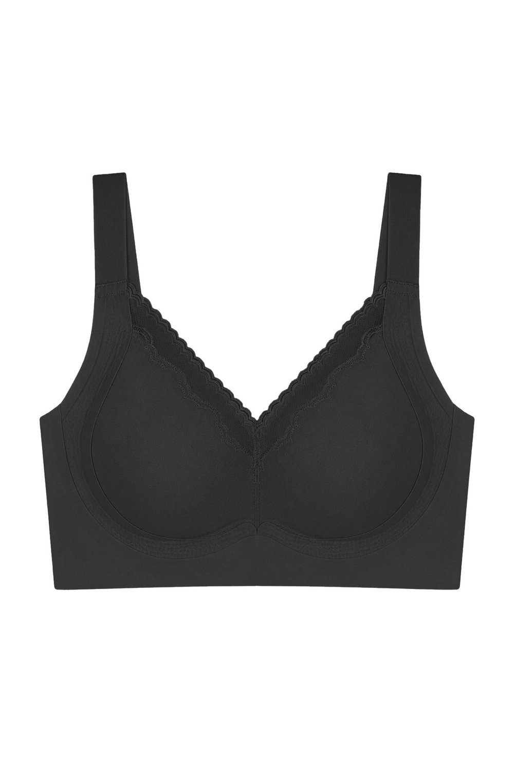 Seamless Bra - Seravia | Siyah Lazer Kesim Dantelli Minimizer Kadın Sütyen