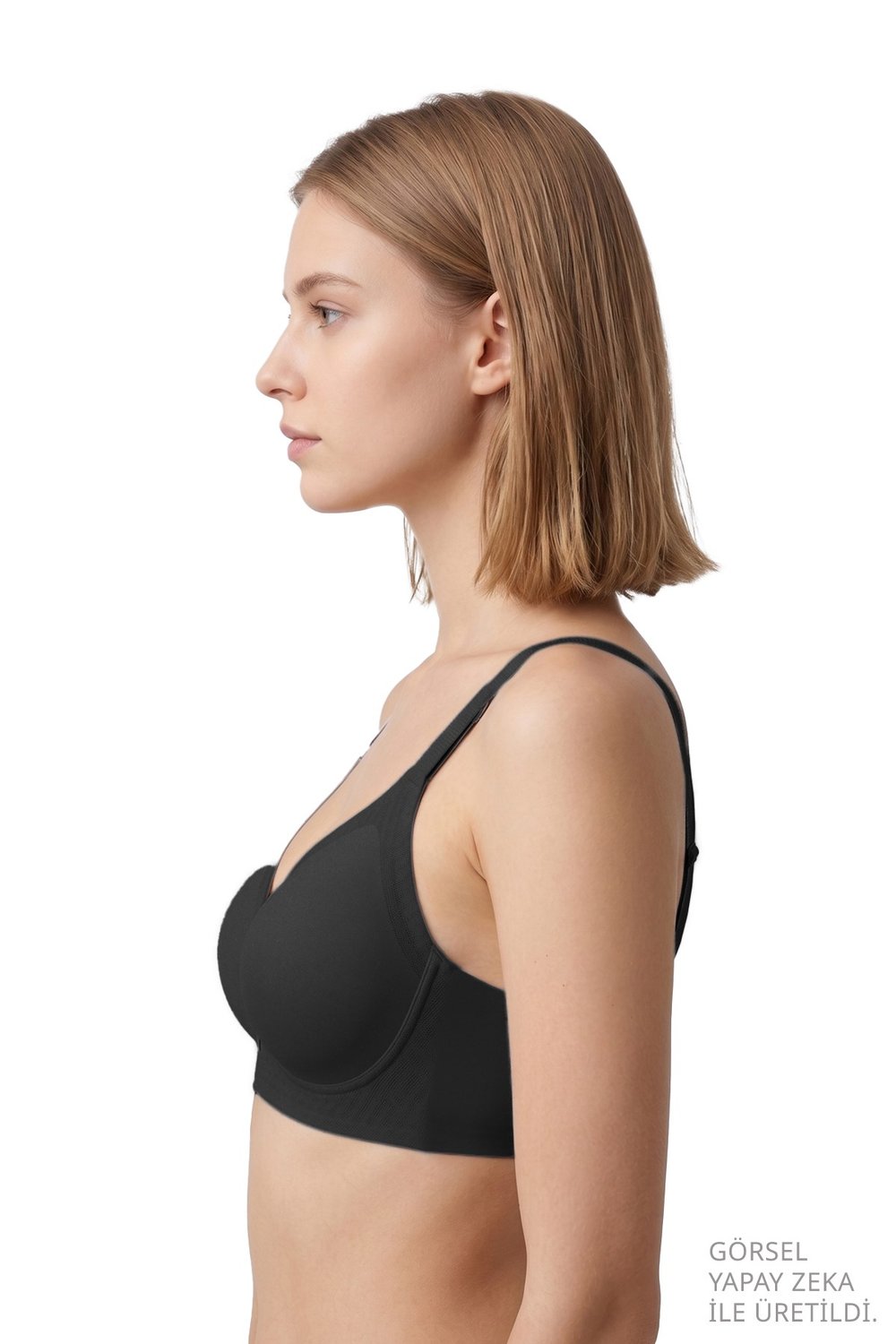 Seamless Bra - Elune | Siyah Lazer Kesim Balensiz Dekolte Taş Detaylı Dikişsiz Kadın Sütyen