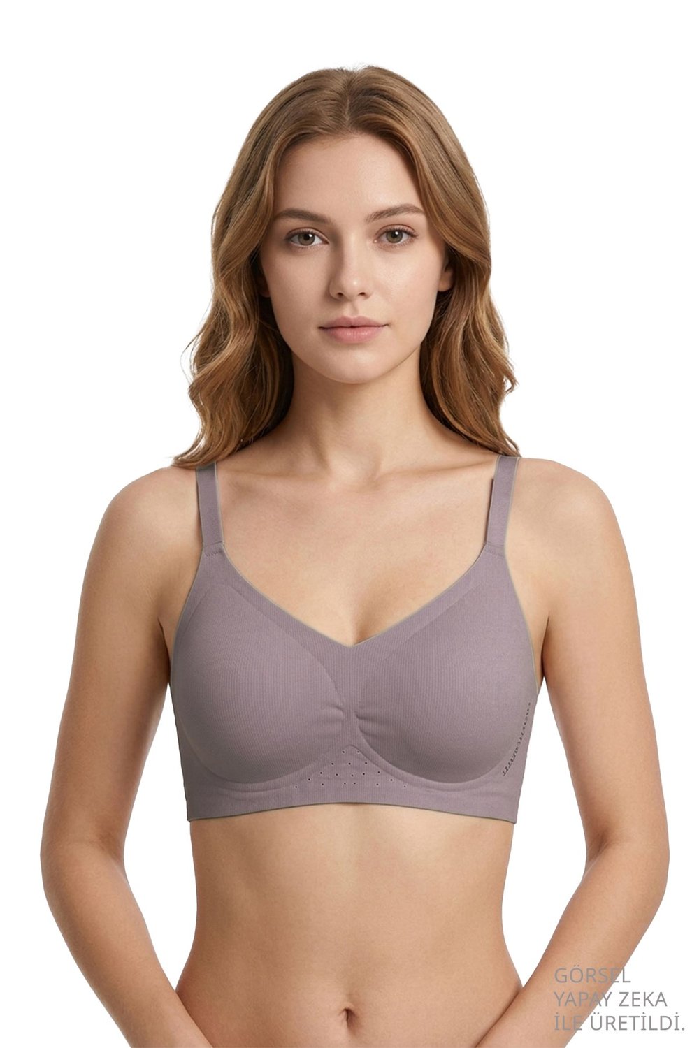 Seamless Bra - Alure | Kahverengi Lazer Kesim Balensiz Perfore Detaylı Dikişsiz Kadın Sütyen