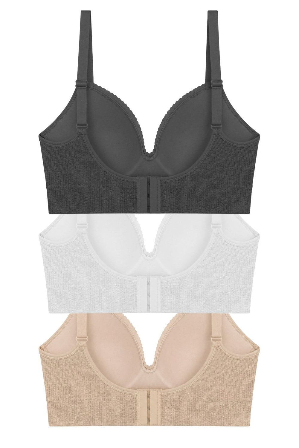 Bra - Sorel | Büyük Beden Bambu Balensiz Minimizer Dantel Detaylı Kadın Sütyen 3lü Paket-2