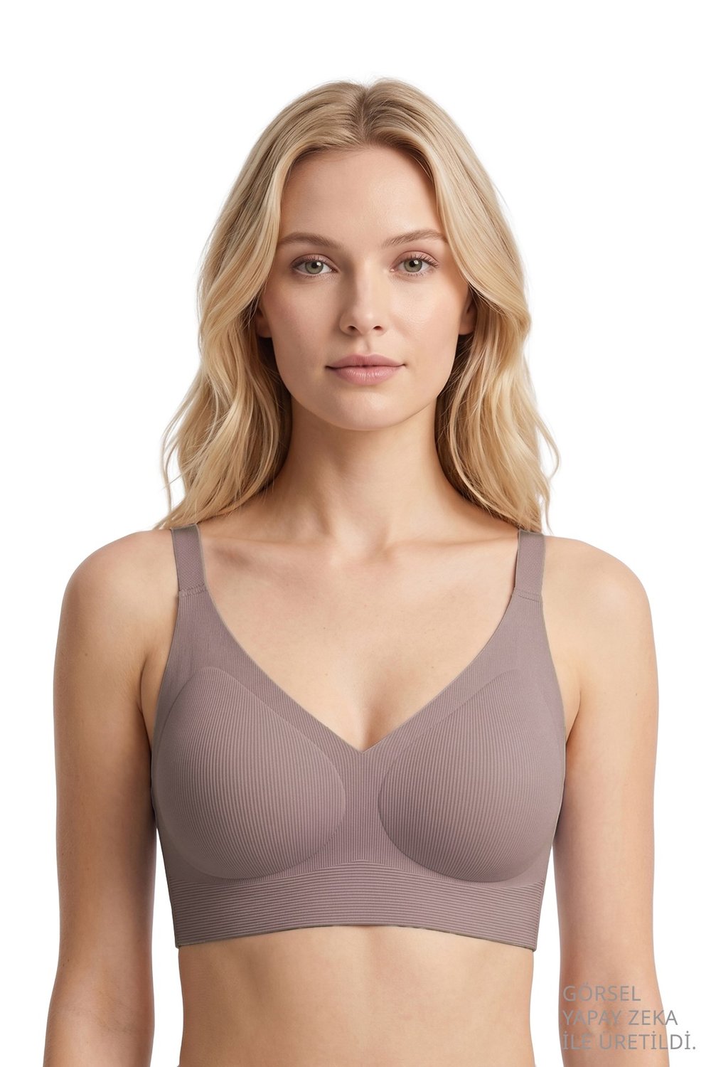 Seamless Bra - Velora | Kahverengi Lazer Kesim Balensiz Rib Dokulu Dikişsiz Kadın Sütyen