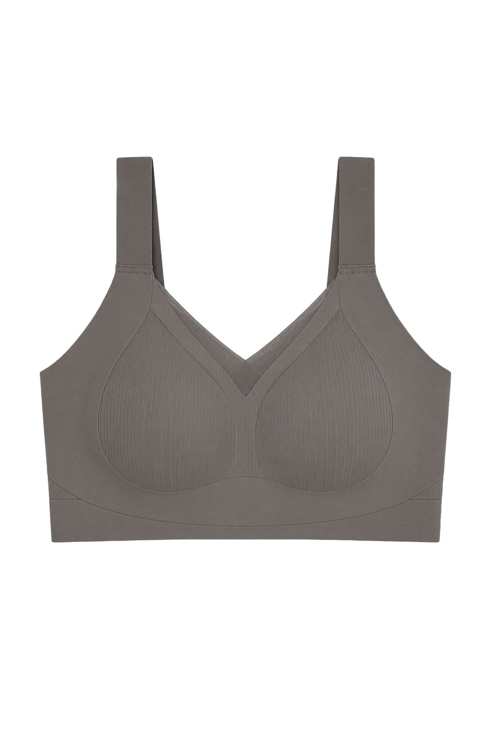 Seamless Bra - Elvora | Vizon Lazer Kesim Rib Dokulu Tül Detaylı Balensiz Kadın Sütyen