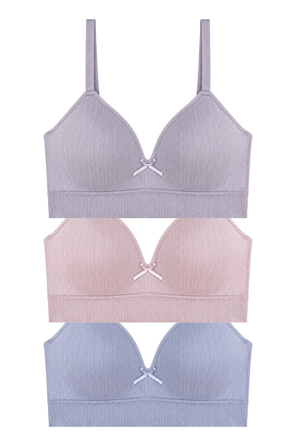 Bra - Mirel | Büyük Beden Bambu Desenli Balensiz Minimizer Kadın Sütyen 3lü Paket-3