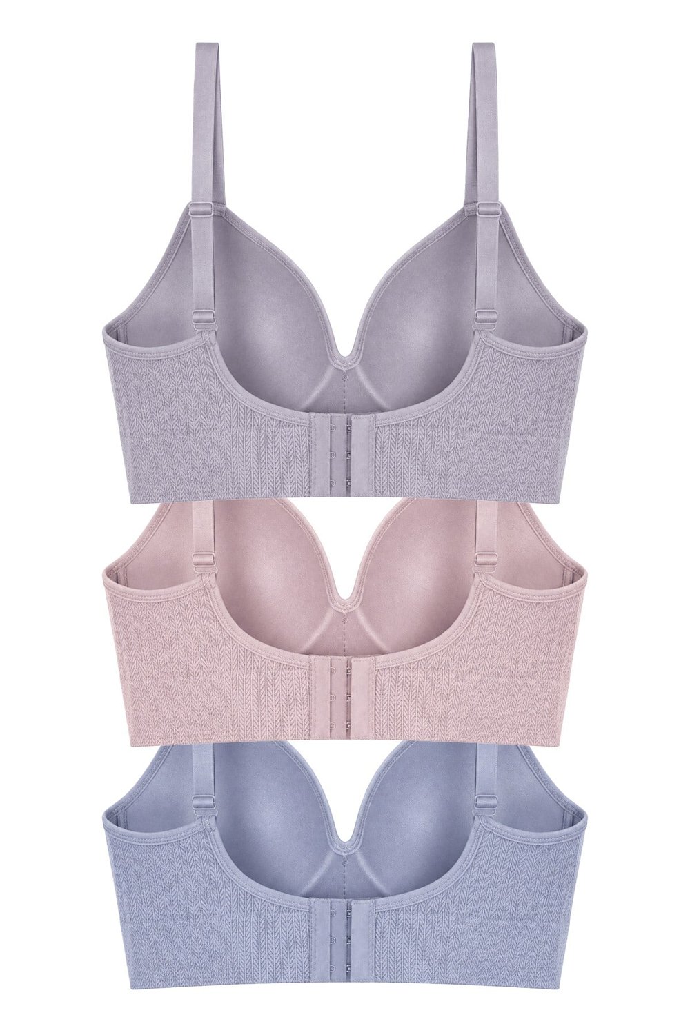 Bra - Mirel | Büyük Beden Bambu Desenli Balensiz Minimizer Kadın Sütyen 3lü Paket-3
