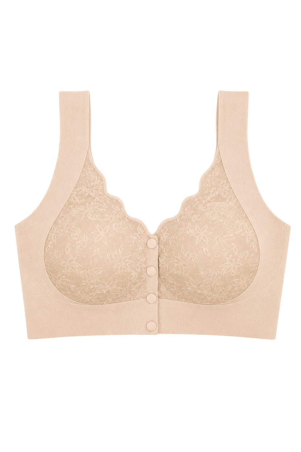 Seamless Bra - Lunessa | Ten Lazer Kesim Dikişsiz Önden Düğmeli Dantelli Minimizer Kadın Sütyen