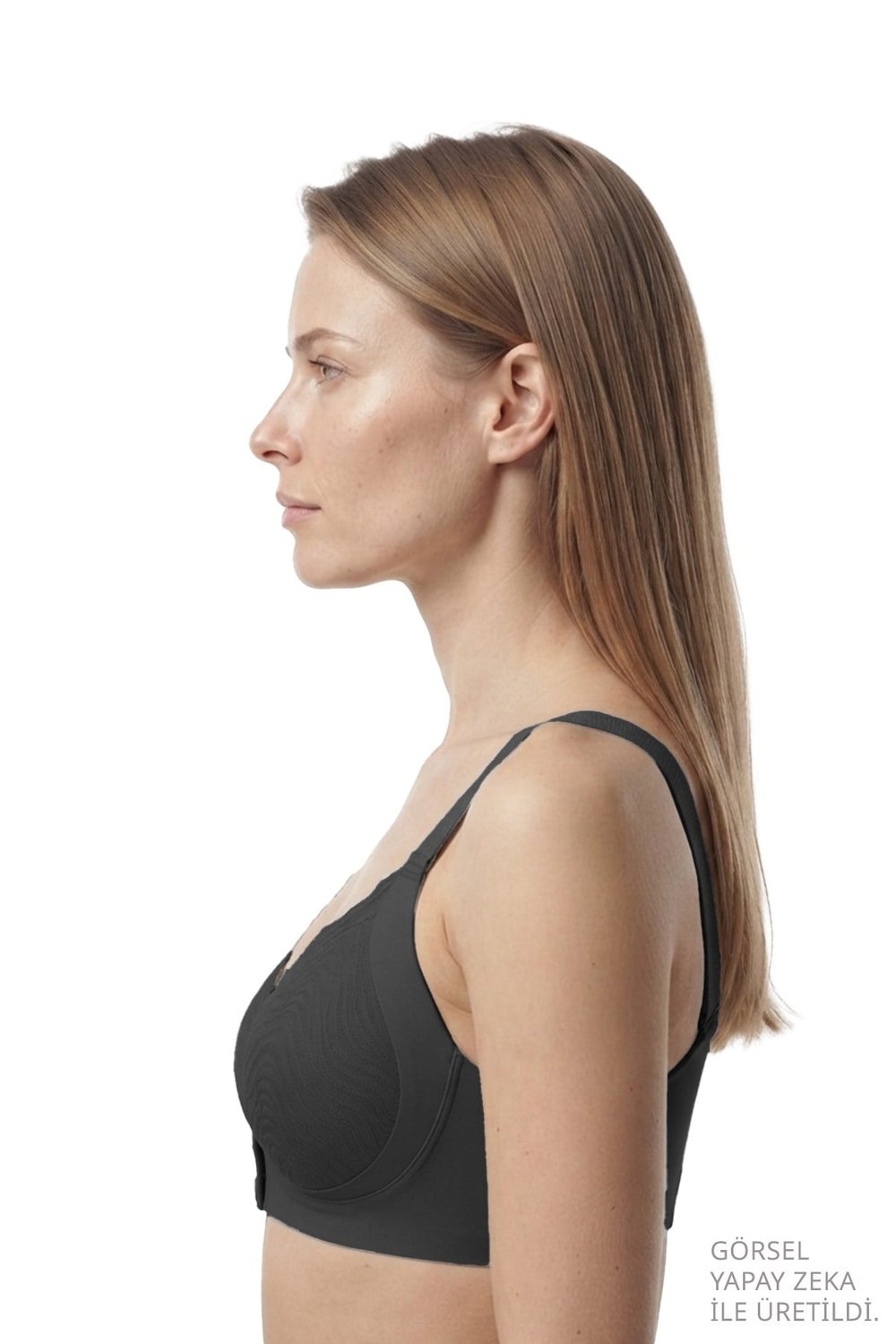 Seamless Bra - Larevia | Siyah Lazer Kesim Önden Düğmeli Tül Detaylı Kadın Sütyen