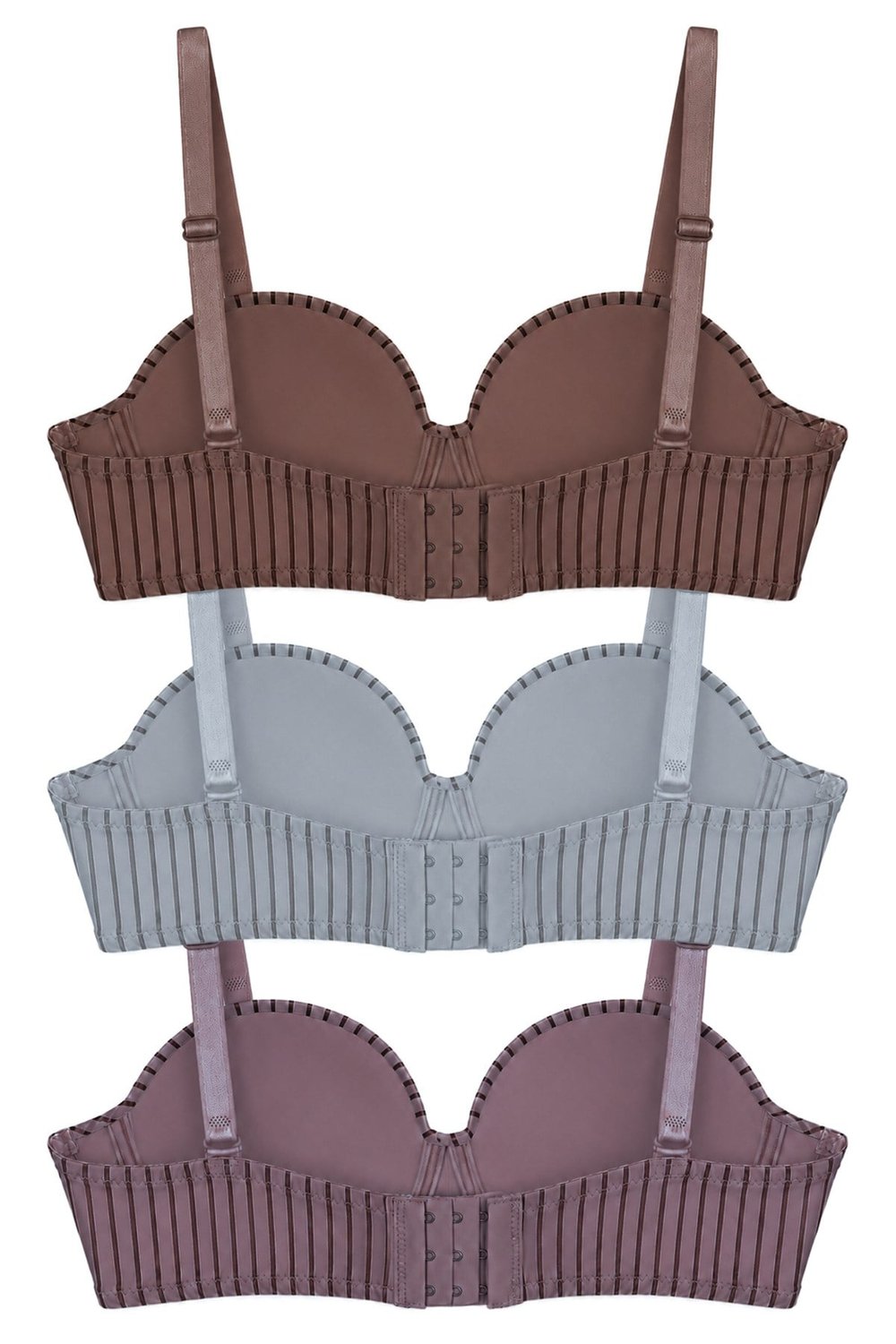 Seamless Bra - Striva | Mikro Çizgi Desenli Balenli Toparlayıcı Kadın Sütyen 3lü Paket
