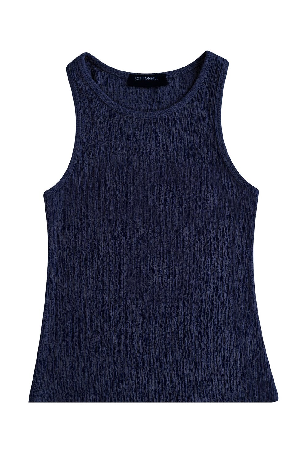 Premium - Tide Collection | Lacivert Bisiklet Yaka Bürümcük Dokulu Kolsuz Kadın Crop Bluz