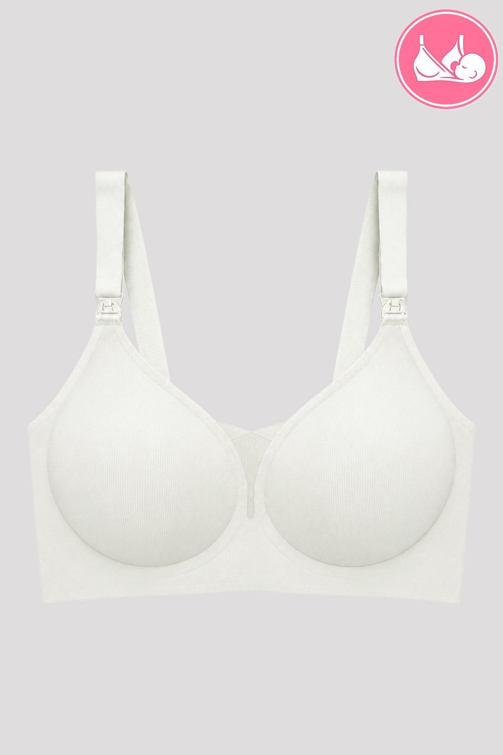 Seamless Bra - Nuvia |Krem Lazer Kesim Klipsli Önden Açılabilir Rib Dokulu Dikişsiz Emzirme Sütyeni