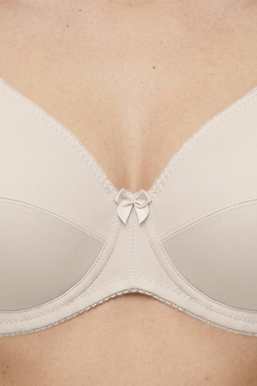 Bra - Novia | Krem Büyük Beden Micro Balenli Minimizer Ayarlanabilir Askılı Kadın Sütyen