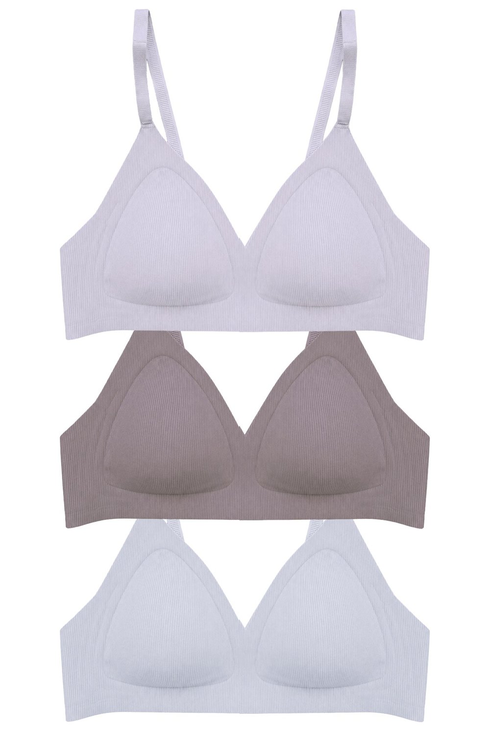 Seamless Bra - Velour | Lazer Kesim Balensiz Üçgen Form Dikişsiz Kadın Sütyen 3lü Paket