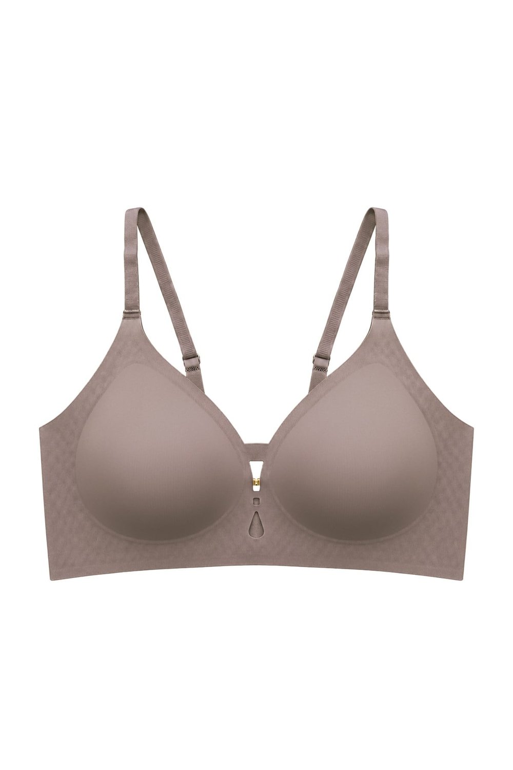 Seamless Bra - Elune | Kahverengi Lazer Kesim Balensiz Dekolte Taş Detaylı Dikişsiz Kadın Sütyen