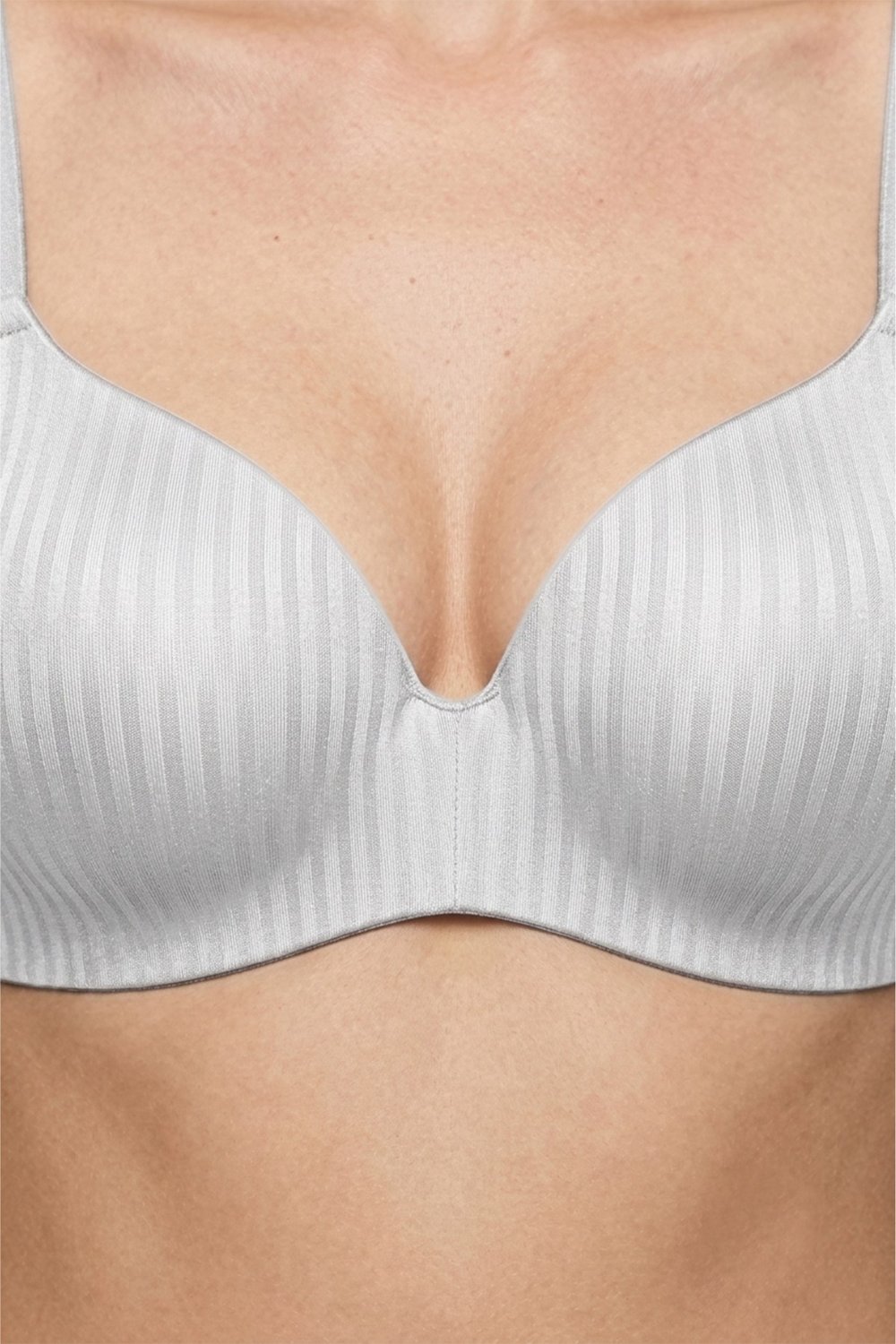 Seamless Bra - Rivelle | Beyaz Mikro Çizgi Desenli Balensiz Günlük Kadın Sütyen