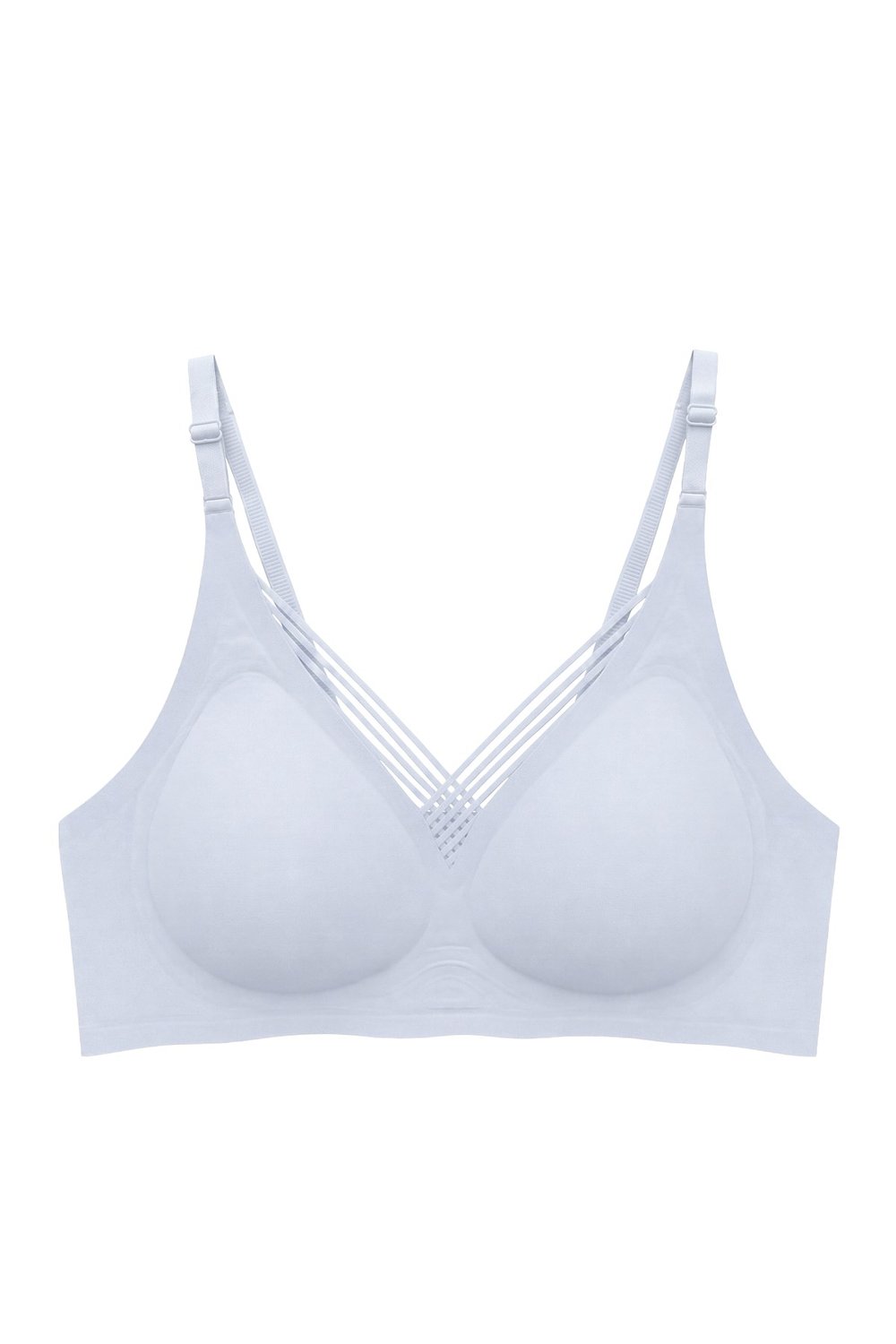 Seamless Bra - Lucent | Gri Lazer Kesim Balensiz Ön Çapraz Şerit Detaylı Kadın Sütyen
