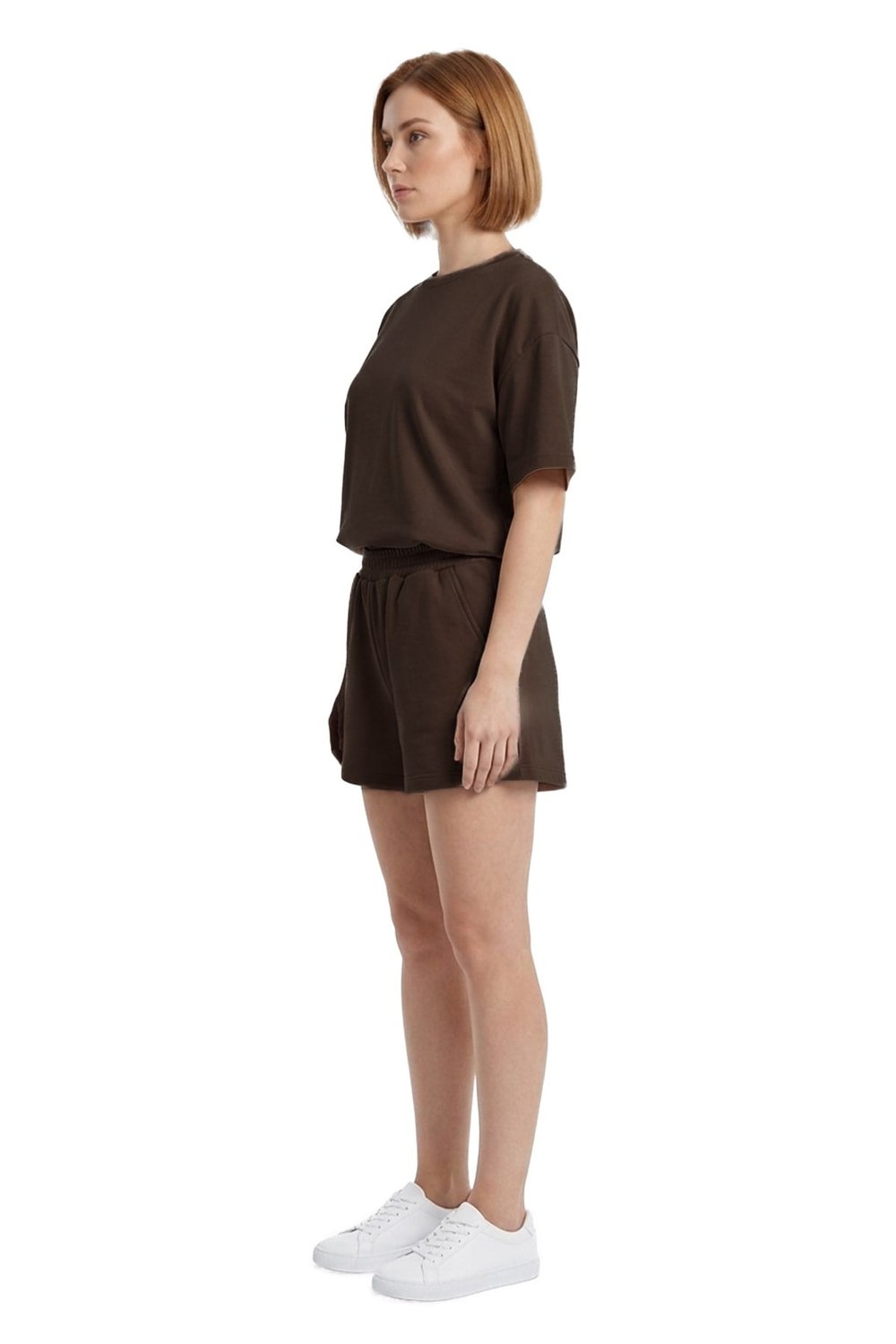 Premium - Sway Collection | Kahverengi Modal Şortlu Kadın Eşofman Takımı