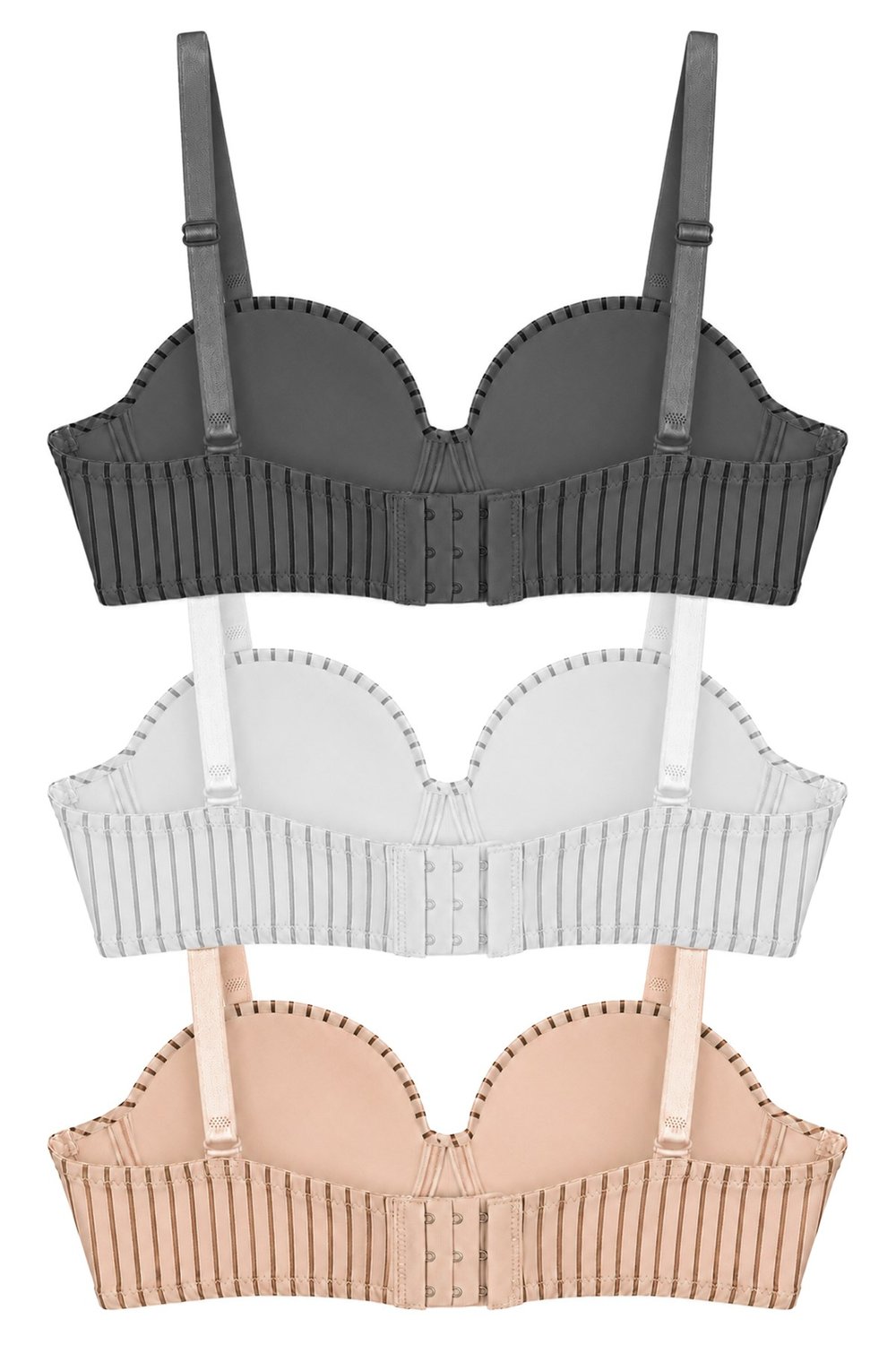 Seamless Bra - Striva | Mikro Çizgi Desenli Balenli Toparlayıcı Kadın Sütyen 3lü Paket-2