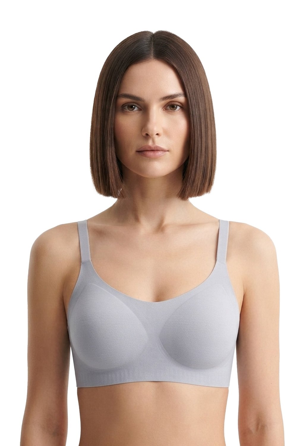 Seamless Bra - Solena | Gri Lazer Kesim Dikişsiz Balensiz Toparlayıcı Kadın Sütyen