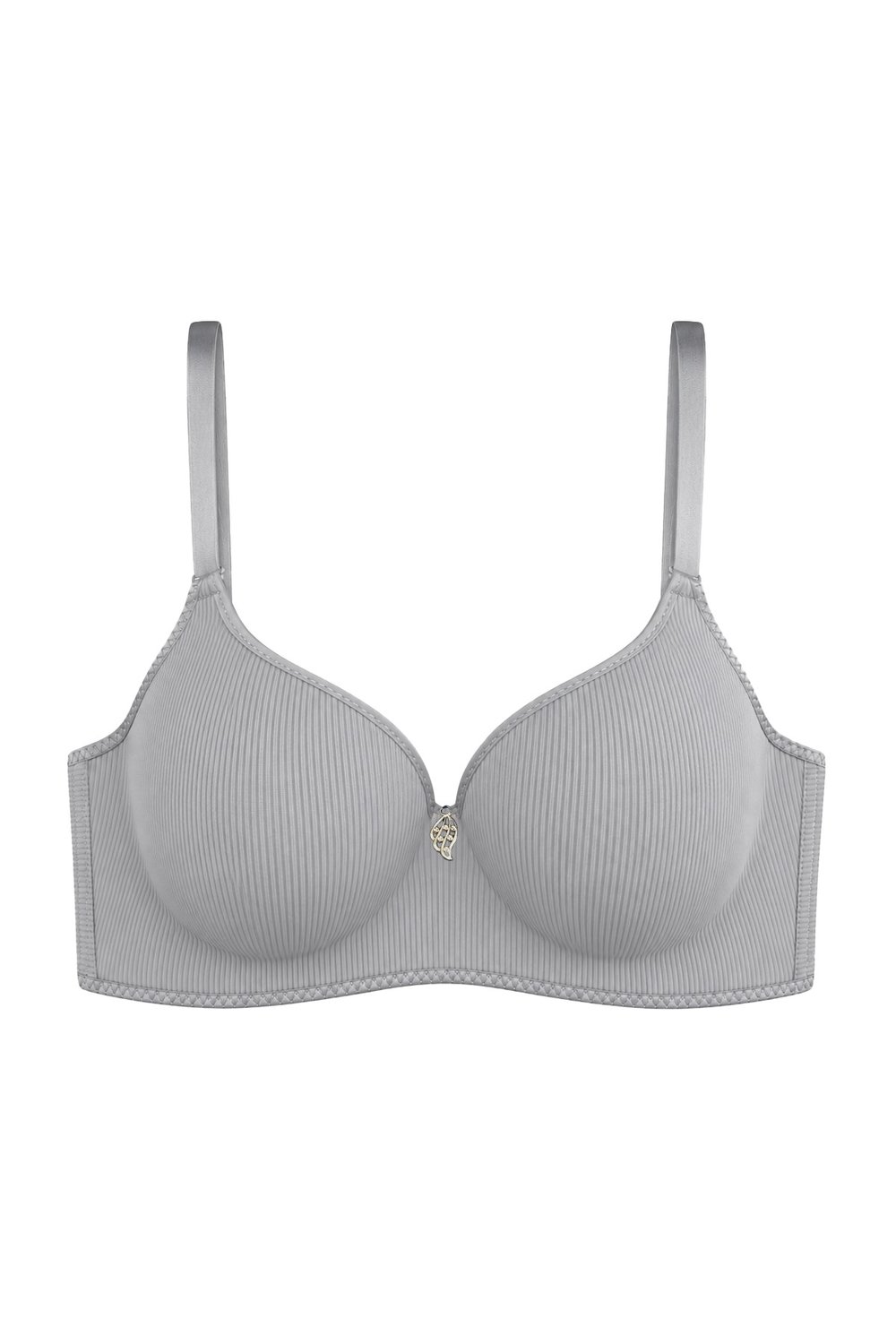 Seamless Bra - Renoa | Gri Rib Dokulu Balensiz Doğal Form Straplez Kadın Sütyen