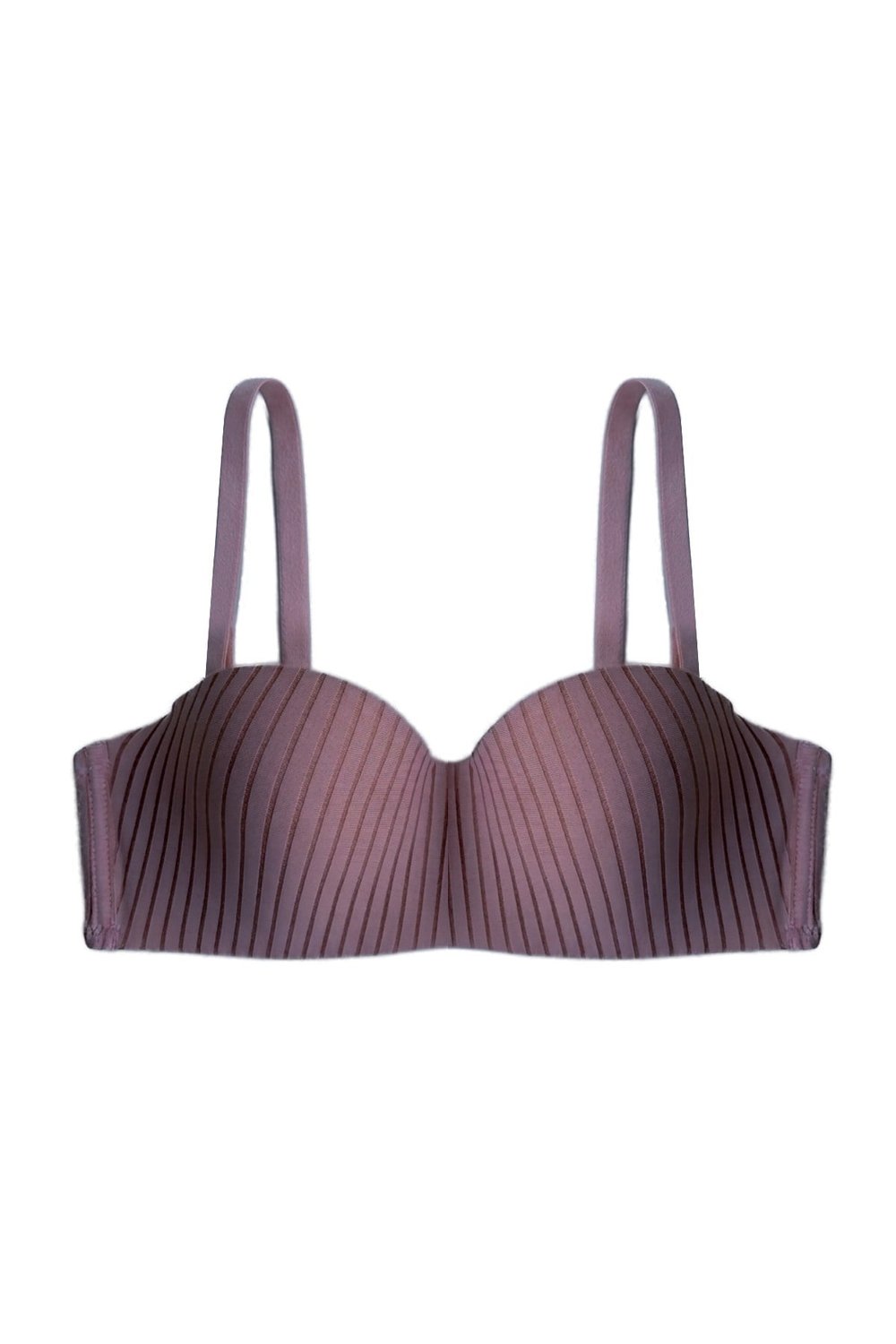 Seamless Bra - Striva | Mürdüm Mikro Çizgi Desenli Balenli Toparlayıcı Kadın Sütyen