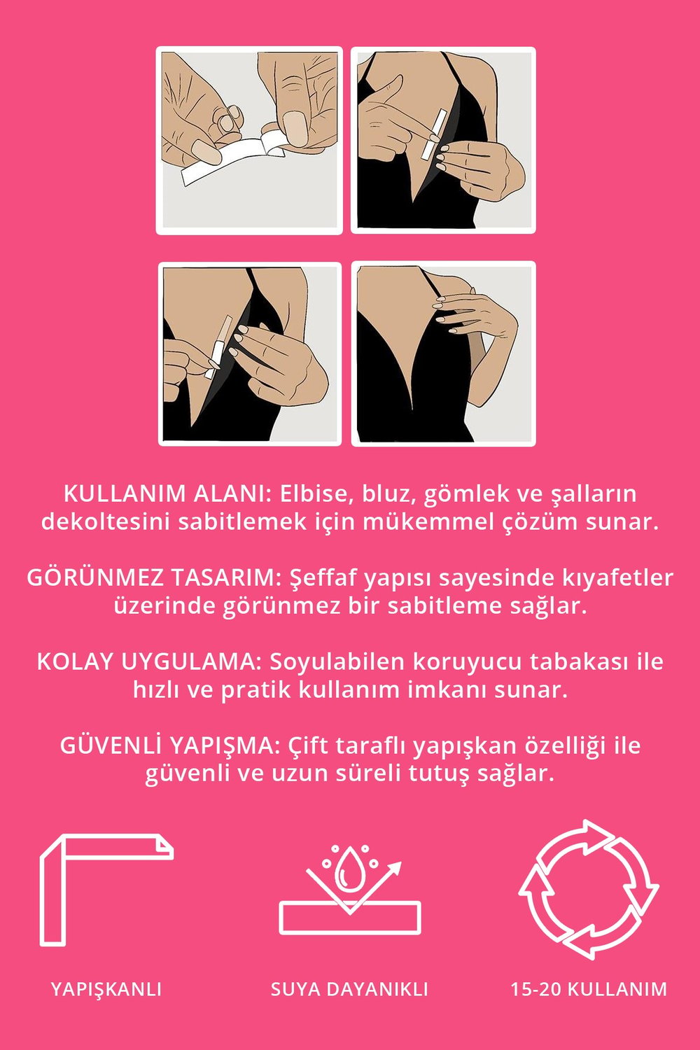 Kıyafet Sabitleyici Çift Taraflı Şeffaf Bant