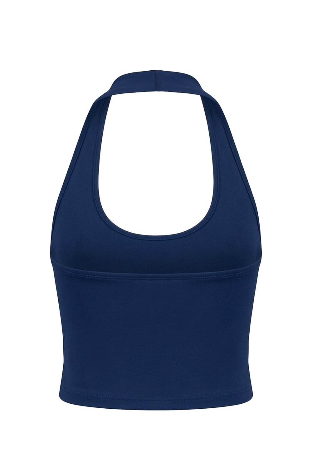 Lacivert Viskon Halter Yaka Sırt Dekolteli Kadın Crop Atlet