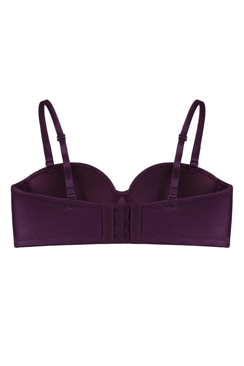 Seamless Bra - Maris | Mürdüm Micro Balenli Parlak Straplez Kadın Sütyen