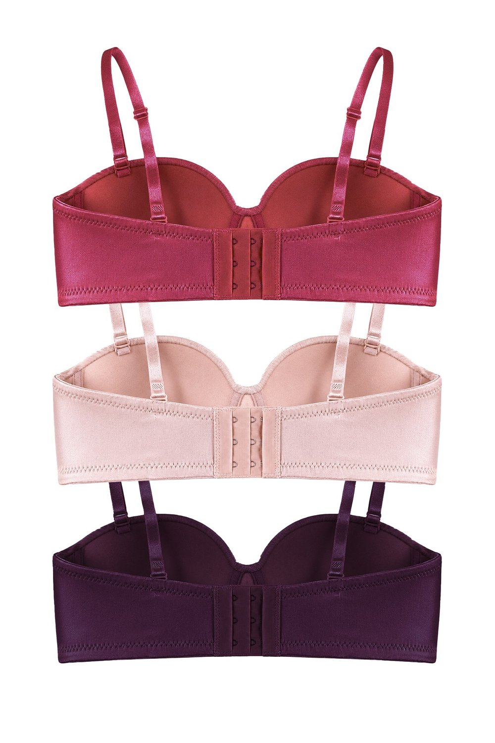 Seamless Bra - Maris | Micro Balenli Parlak Straplez Kadın Sütyen 3lü Paket-2