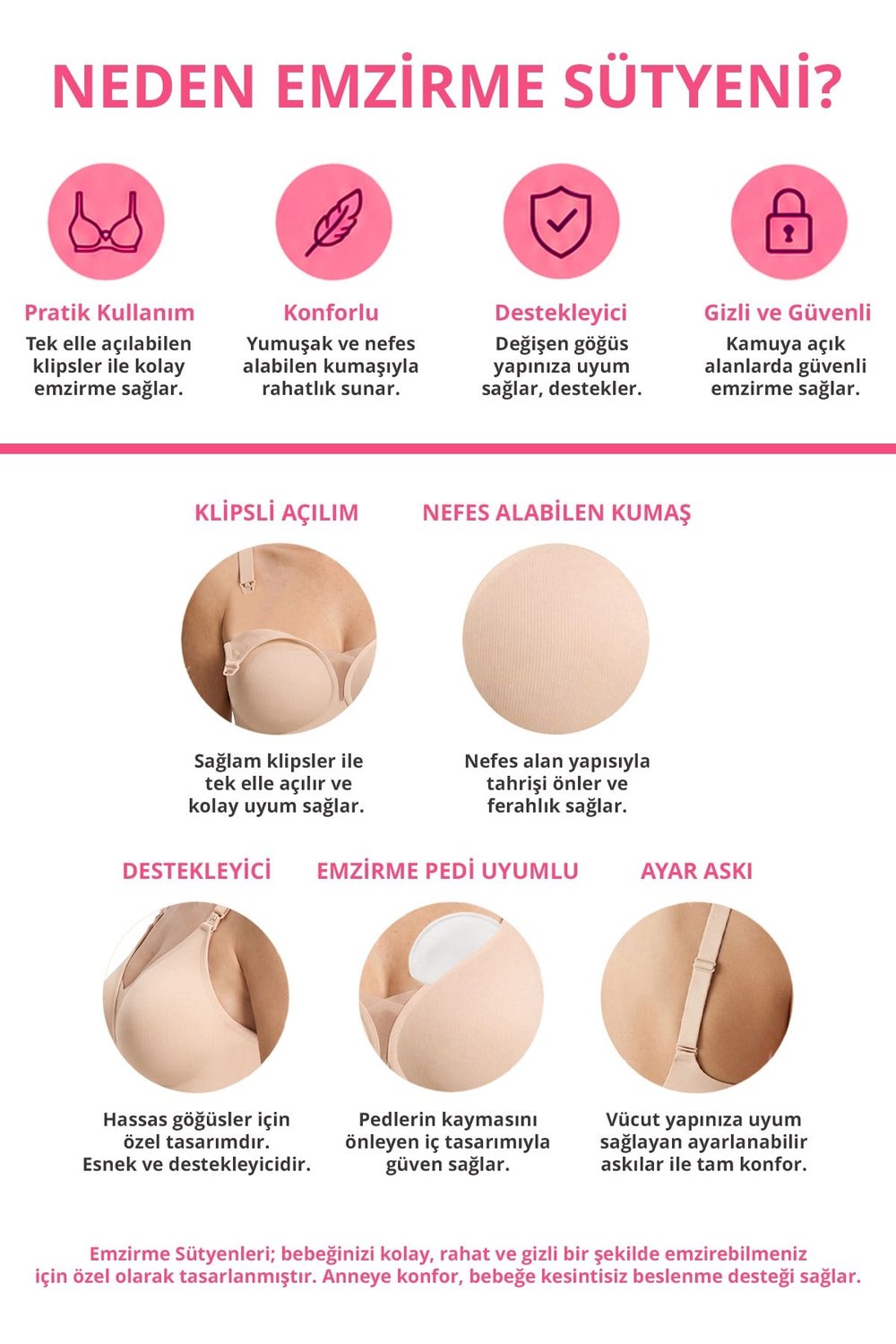 Seamless Bra - Nuvia |Ten Lazer Kesim Klipsli Önden Açılabilir Rib Dokulu Dikişsiz Emzirme Sütyeni