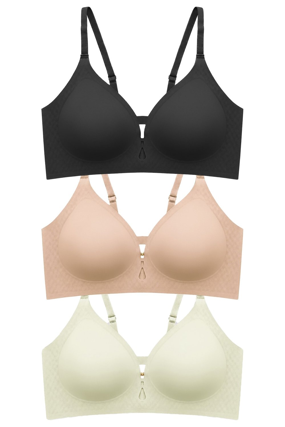 Seamless Bra - Elune | Lazer Kesim Balensiz Dekolte Taş Detaylı Dikişsiz Kadın Sütyen 3lü Paket-2