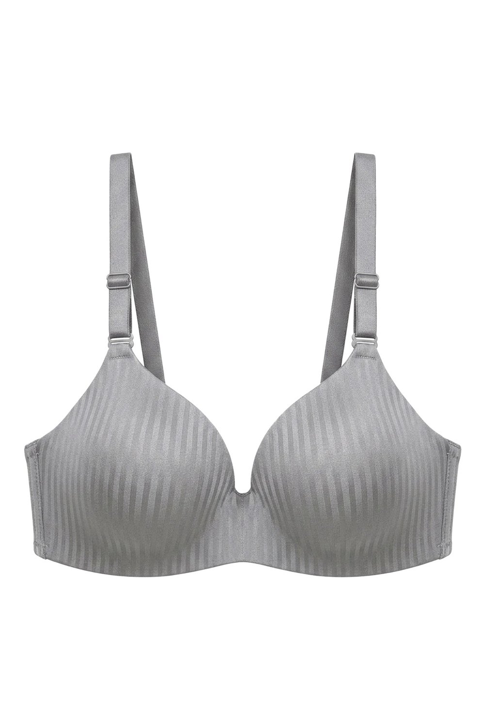 Seamless Bra - Rivelle | Gri Mikro Çizgi Desenli Balensiz Günlük Kadın Sütyen