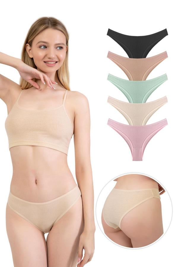 Kadın Fitilli Kaşkorse Brezilya Külot 5li Paket