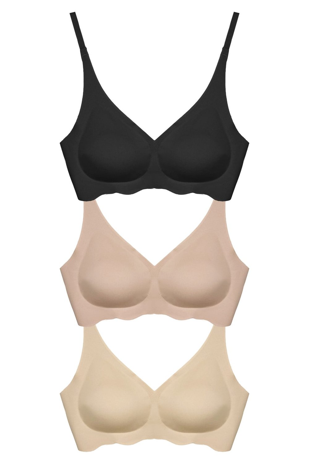 Seamless Bra - Wave | Lazer Kesim Dikişsiz Dalga Detaylı Balensiz Kadın Sütyen 3lü Paket-2