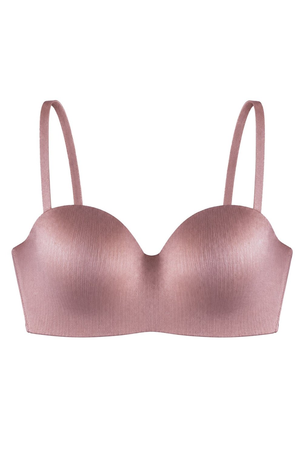 Seamless Bra - Maris | Pembe Micro Balenli Parlak Straplez Kadın Sütyen