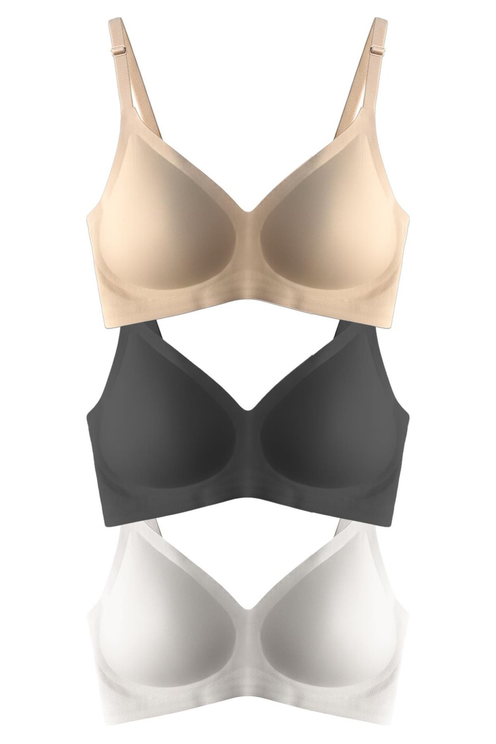 Seamless Bra - Pure | Lazer Kesim Dikişsiz Ayarlanabilir Askılı Balensiz Kadın Sütyen 3lü Paket