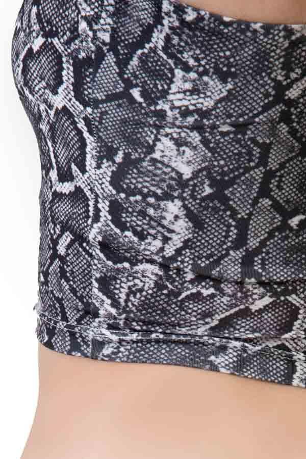 Desenli Mikrofiber Dokulu İnce Askılı Crop Top Büstiyer
