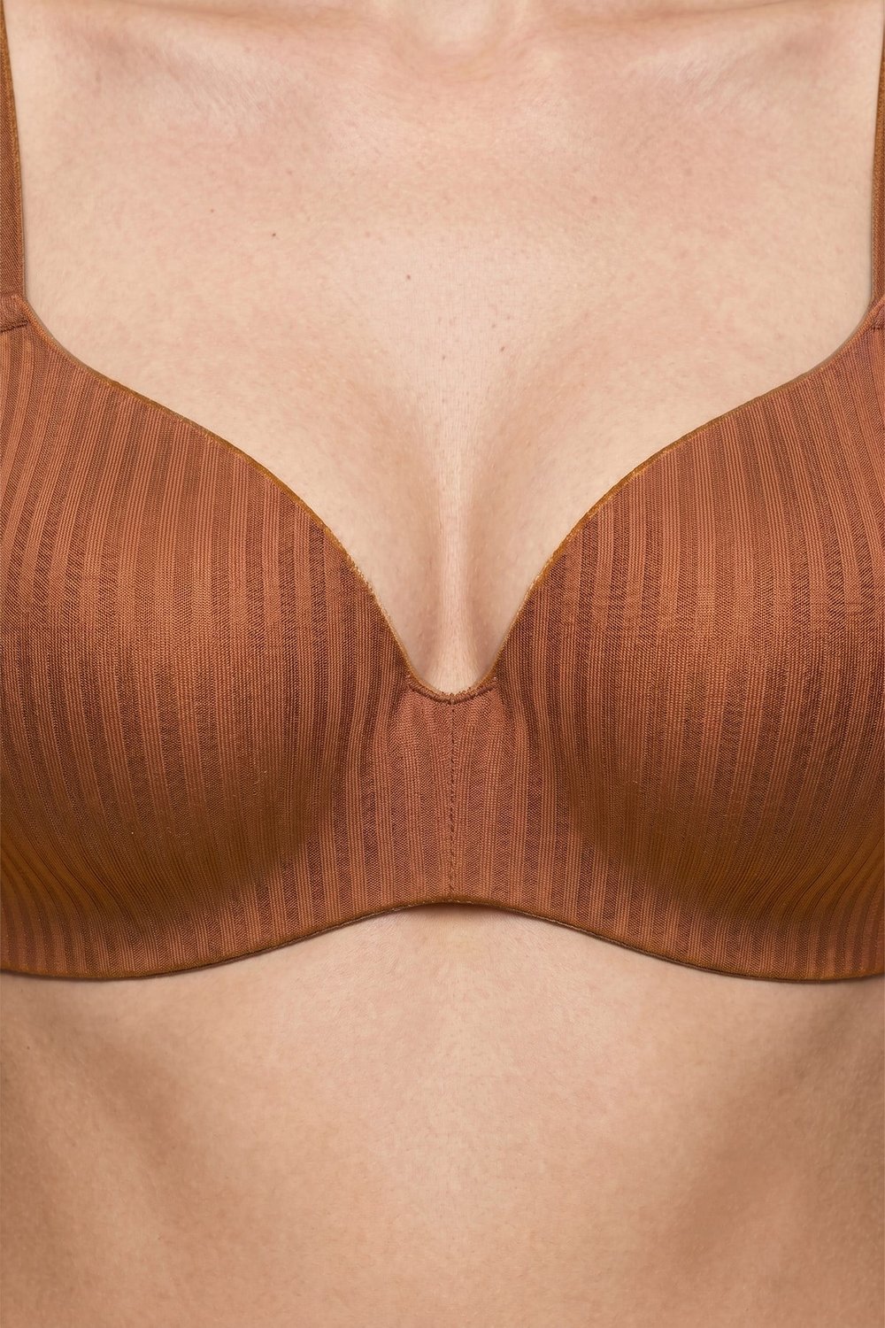 Seamless Bra - Rivelle | Bej Mikro Çizgi Desenli Balensiz Günlük Kadın Sütyen