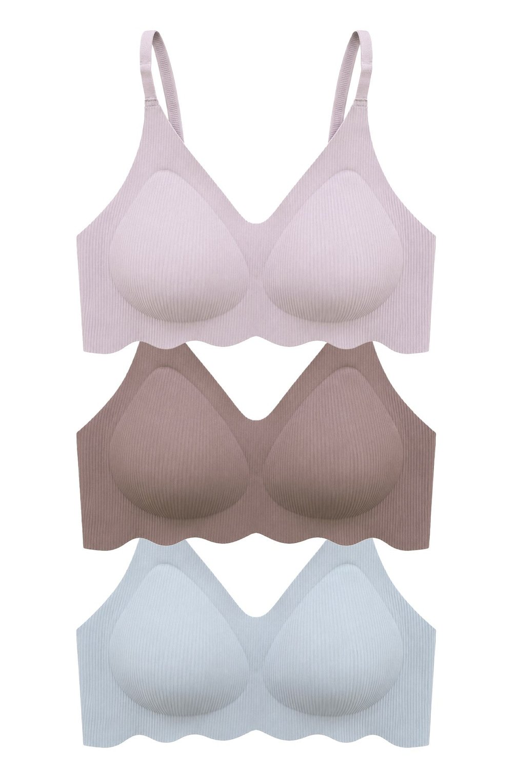 Seamless Bra - Elara | Lazer Kesim Balensiz İnce Fitil Dokulu Dikişsiz Kadın Sütyen 3lü Paket