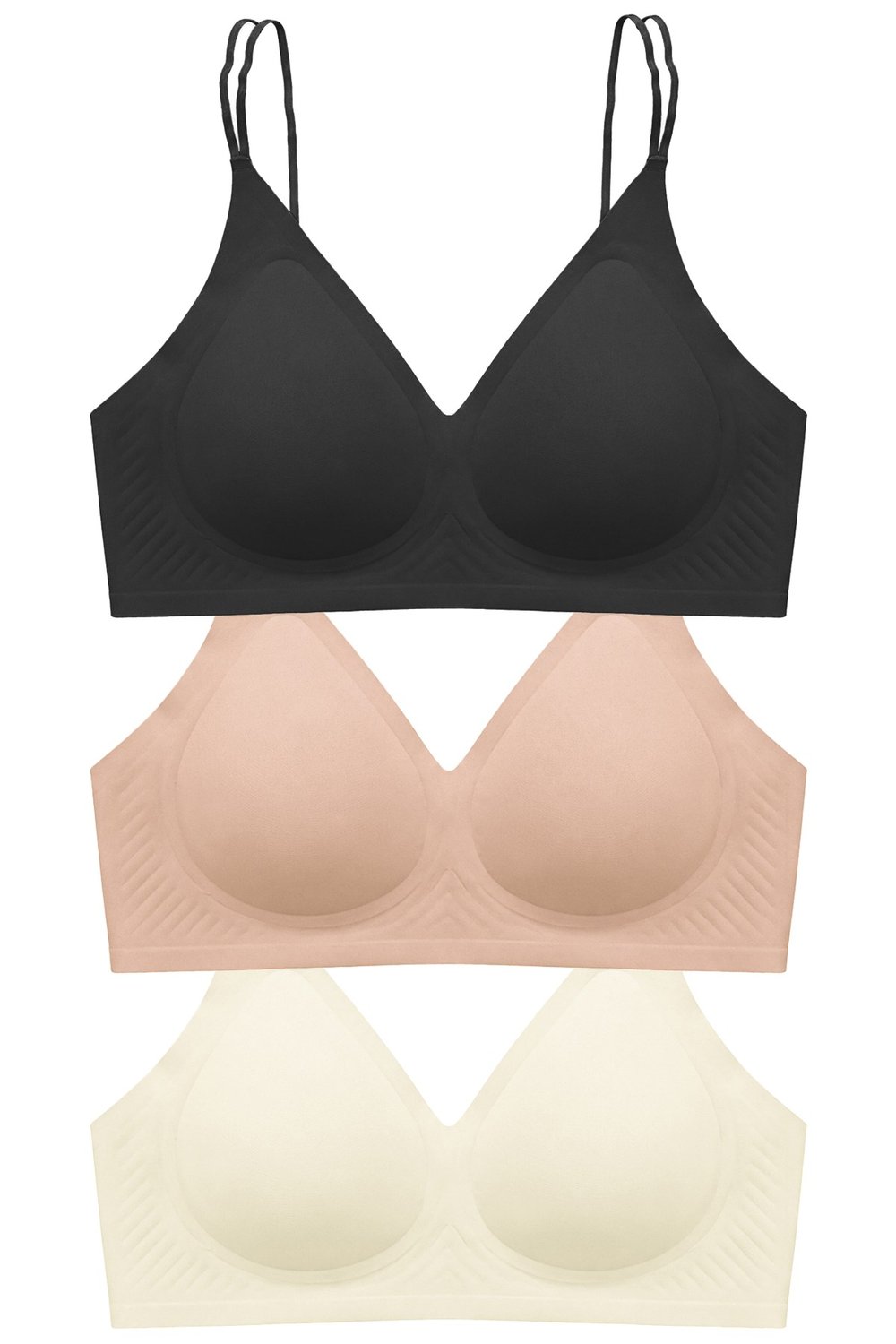 Seamless Bra - Viora | Lazer Kesim Balensiz Kontur Kabartma Detay Dikişsiz Kadın Sütyen 3lü Paket-2
