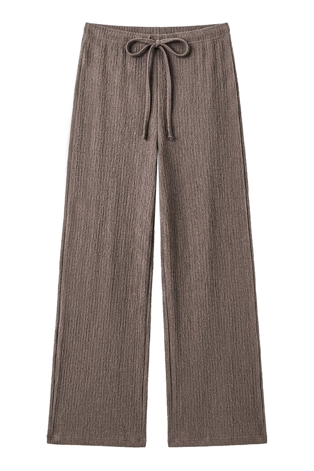 Premium - Tide Collection | Vizon Bağcıklı Bürümcük Dokulu Bol Paça Kadın Pantolon