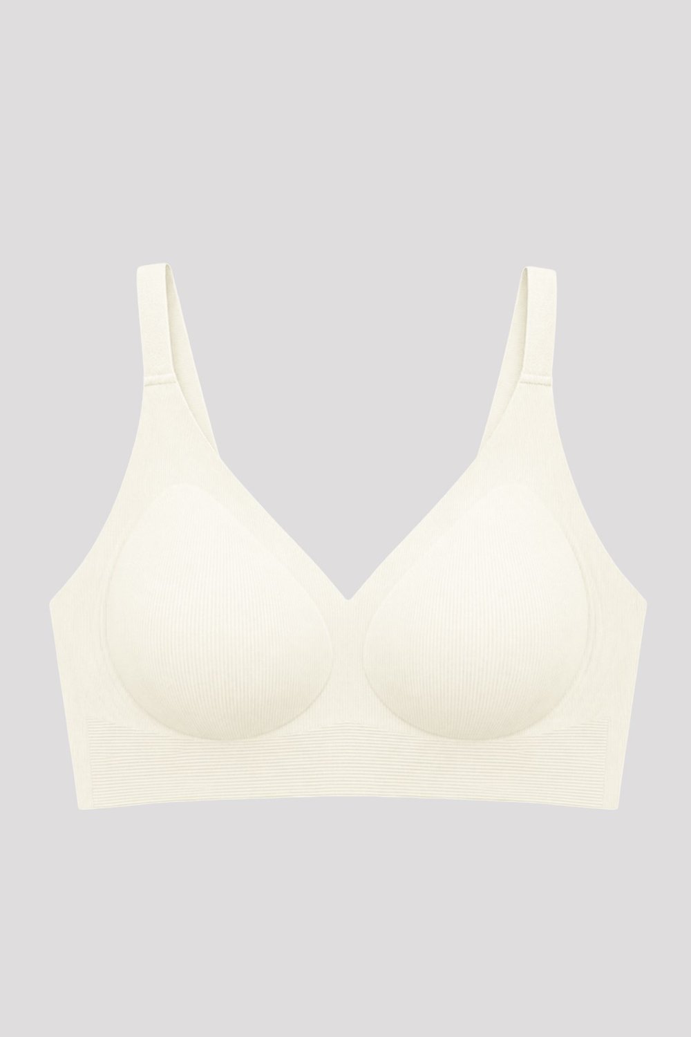 Seamless Bra - Velora | Krem Lazer Kesim Balensiz Rib Dokulu Dikişsiz Kadın Sütyen