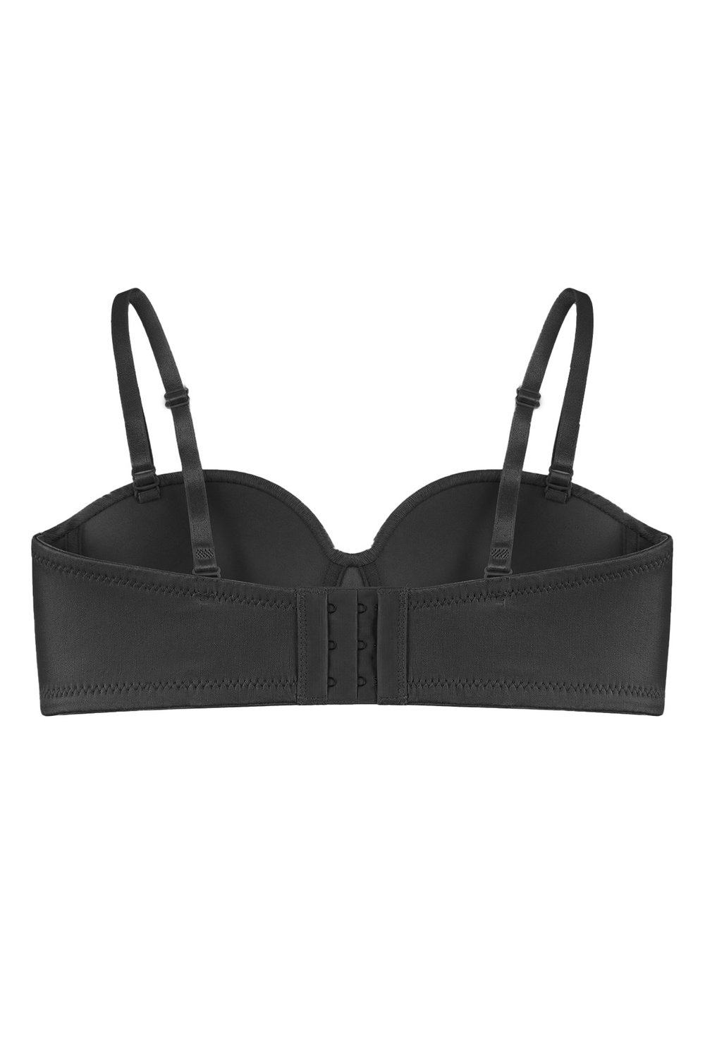 Seamless Bra - Maris | Siyah Micro Balenli Parlak Straplez Kadın Sütyen