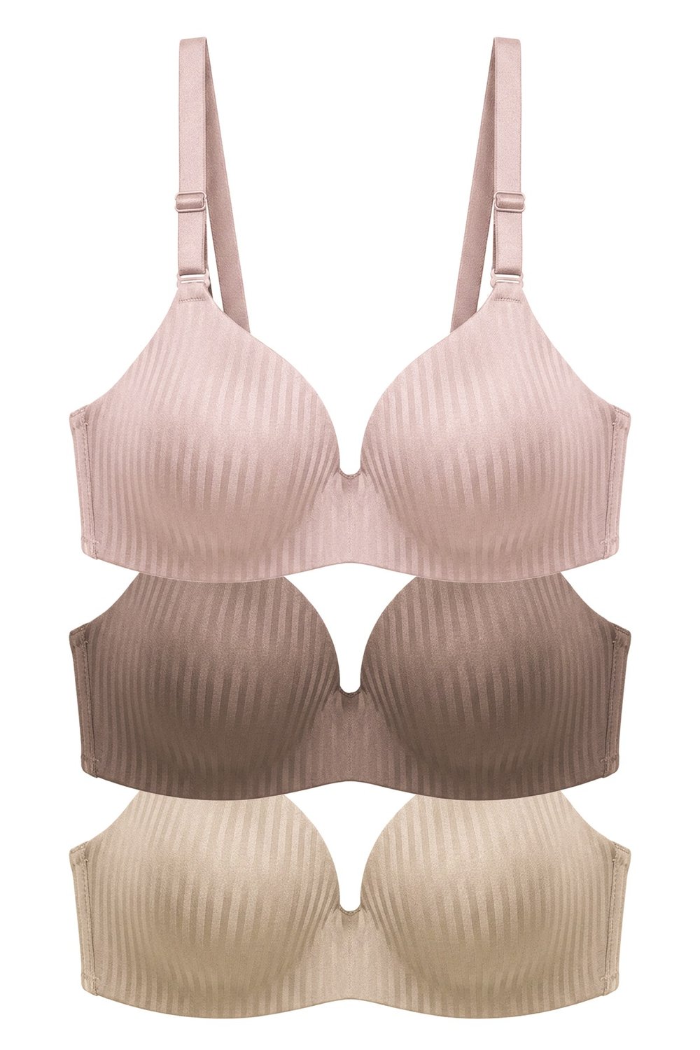 Seamless Bra - Rivelle | Mikro Çizgi Desenli Balensiz Günlük Kadın Sütyen 3lü Paket-2