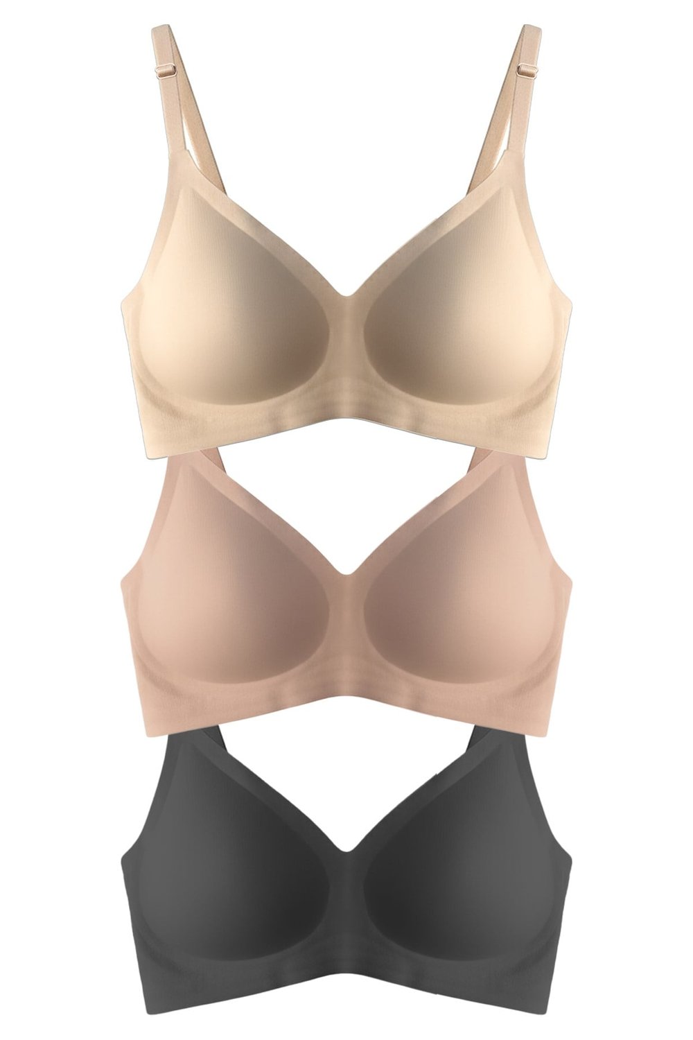Seamless Bra - Soft | Lazer Kesim Balensiz Ayarlanabilir Askılı Dikişsiz Kadın Sütyen 3lü Paket