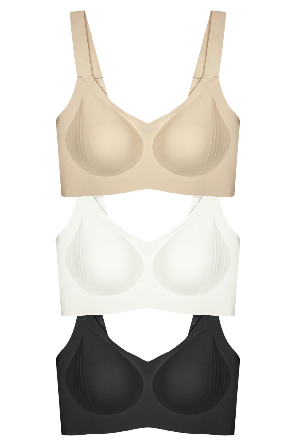 Seamless Bra - Curve | Lazer Kesim Dikişsiz Toparlayıcı Büyük Beden Kadın Sütyen 3lü Paket-2