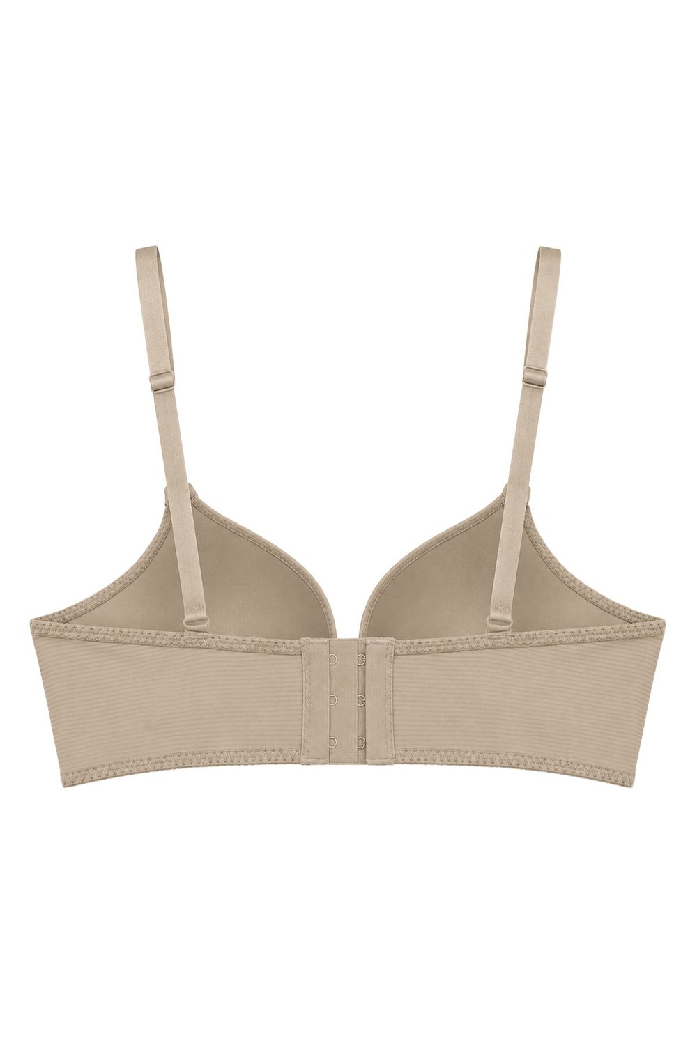 Seamless Bra - Renoa | Bej Rib Dokulu Balensiz Doğal Form Straplez Kadın Sütyen