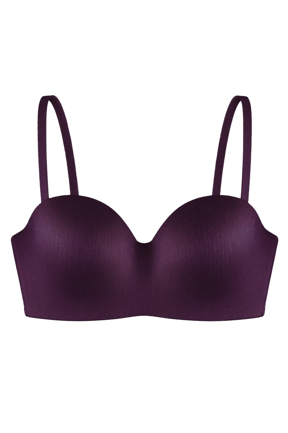 Seamless Bra - Maris | Mürdüm Micro Balenli Parlak Straplez Kadın Sütyen