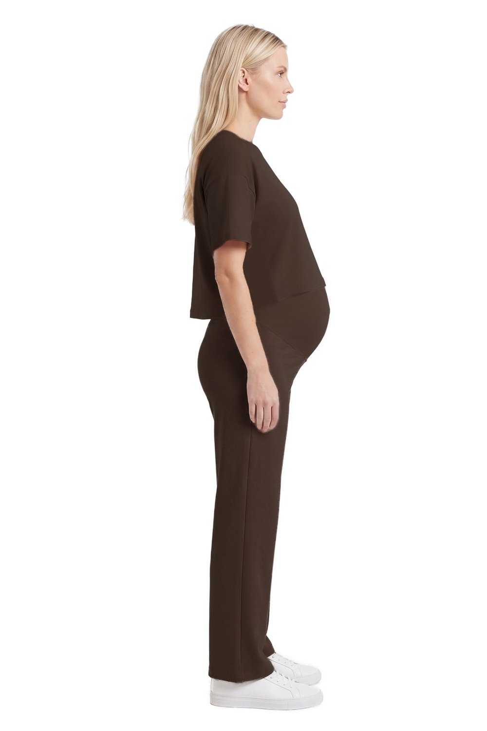 Premium - Sway Collection | Kahverengi Yüksek Bel Modal Hamile Kadın Pantolon 